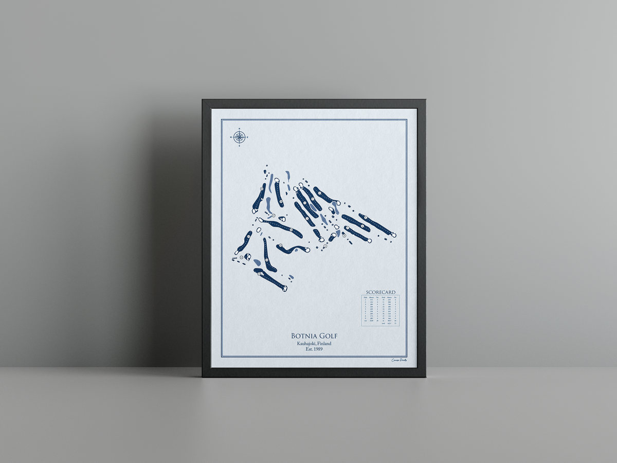 Botnia Golf golf course print, blue frame