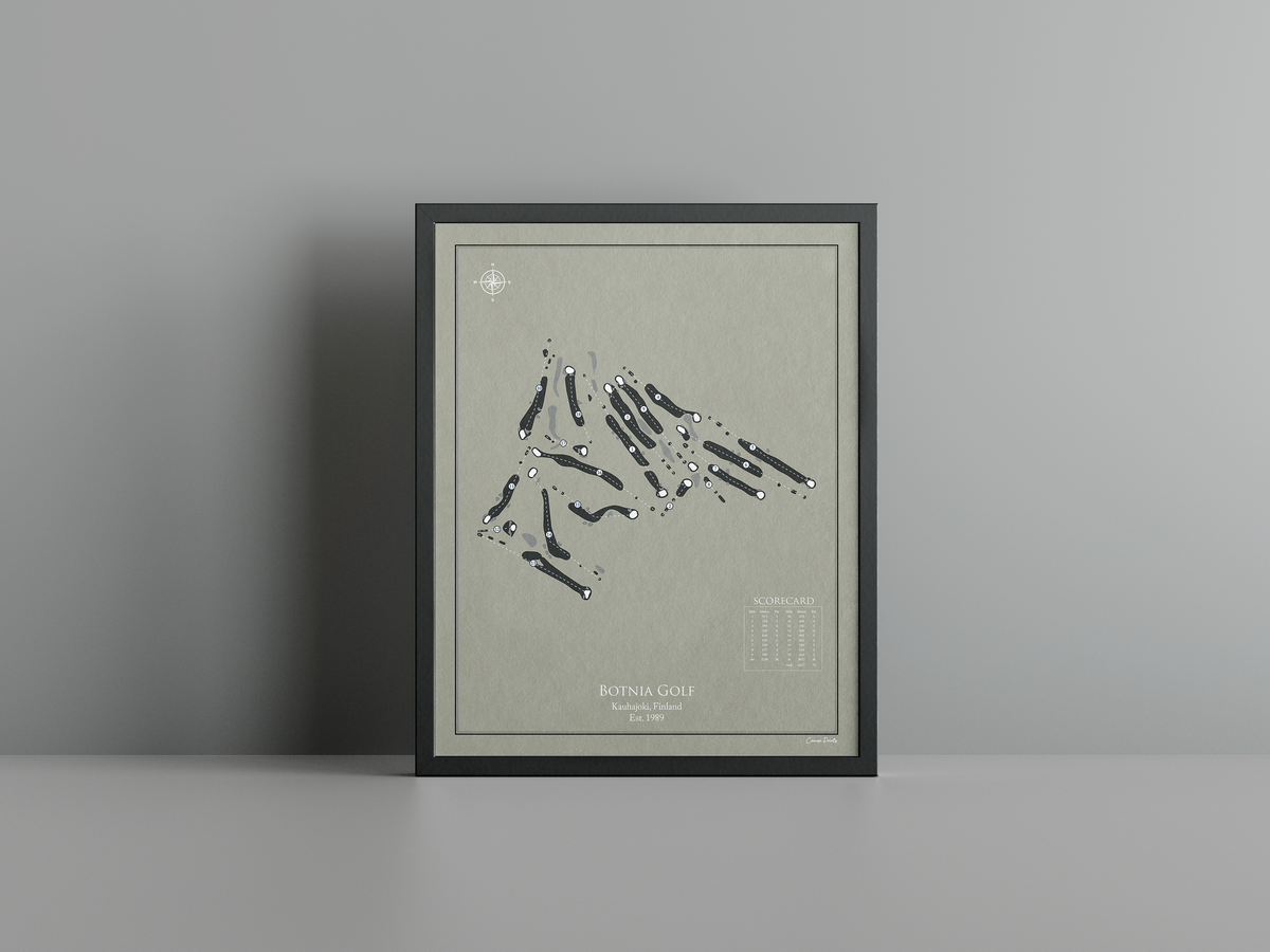 Botnia Golf golf course print, brown frame