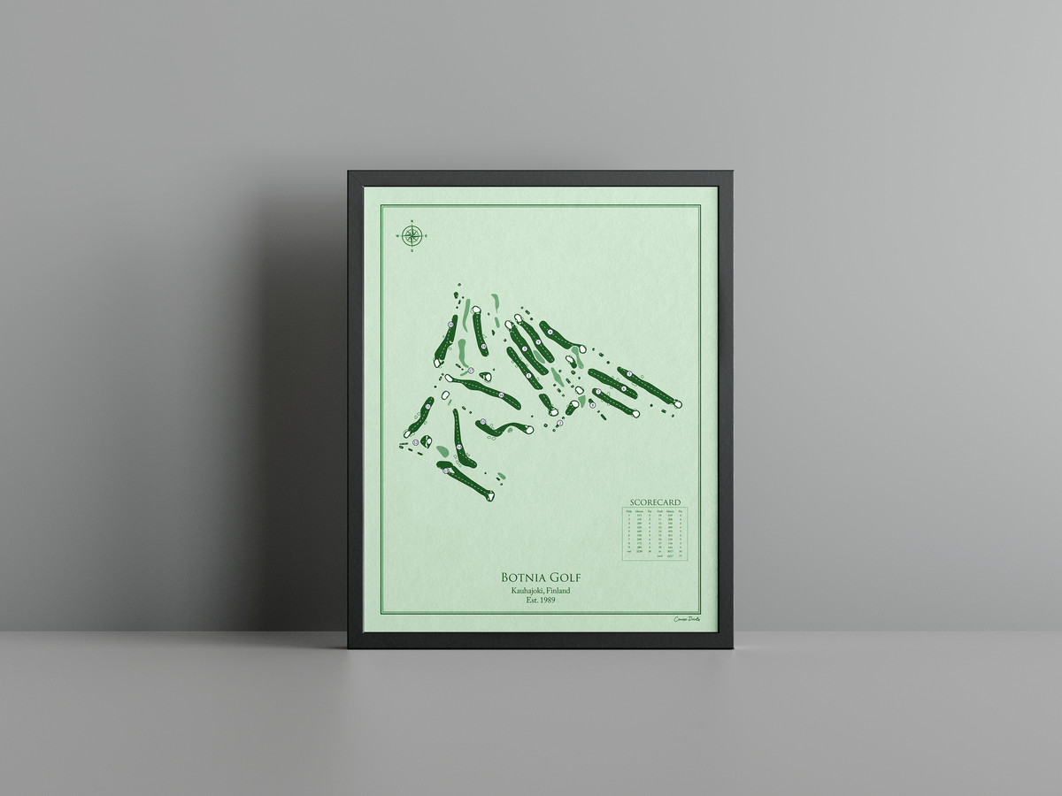 Botnia Golf golf course print, green frame