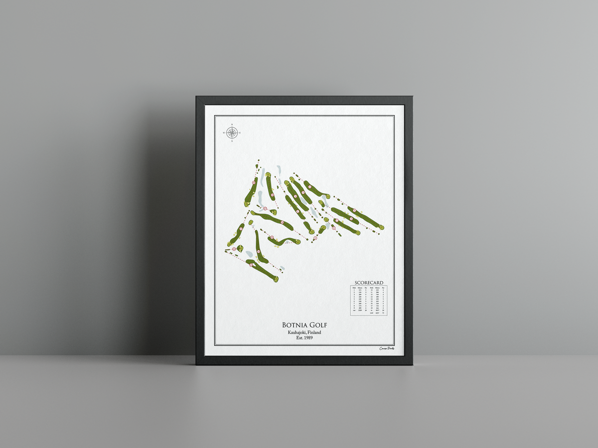 Botnia Golf golf course print, white frame