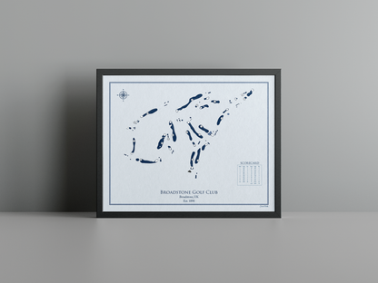 Broadstone Golf Club golf course print, blue frame