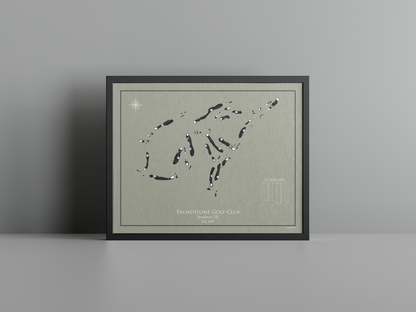 Broadstone Golf Club golf course print, brown frame