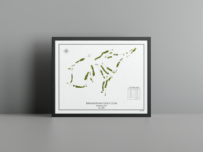 Broadstone Golf Club golf course print, white frame