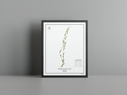 Brora Golf Club golf course print, white frame