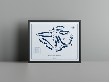 Bruntsfield Links golf course print, blue frame