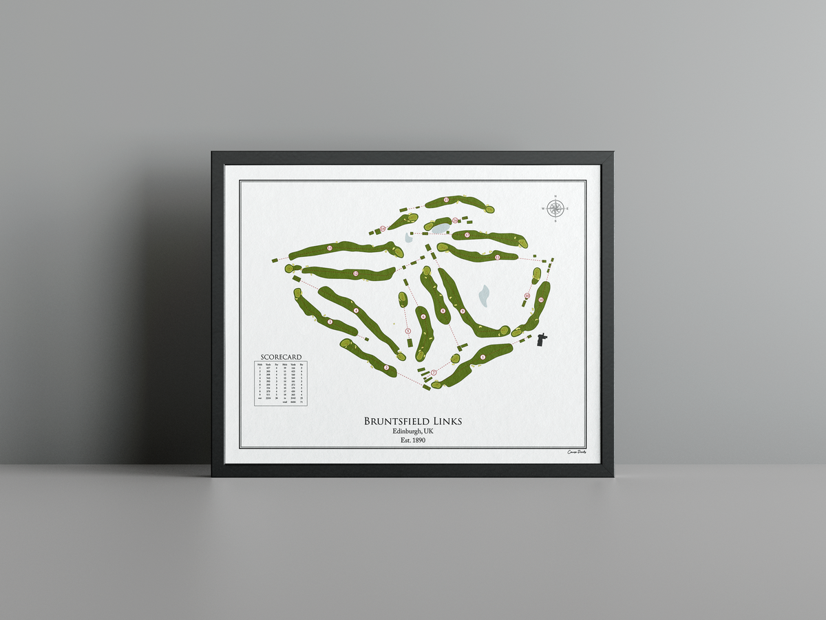 Bruntsfield Links golf course print, white frame