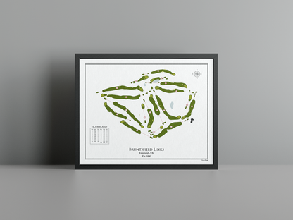Bruntsfield Links golf course print, white frame