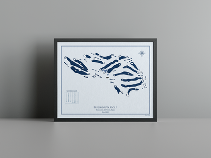 Buenavista Golf golf course print, blue frame
