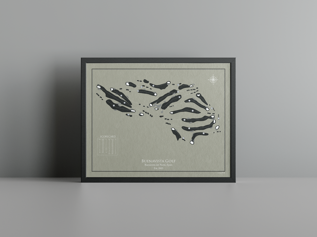 Buenavista Golf golf course print, brown frame