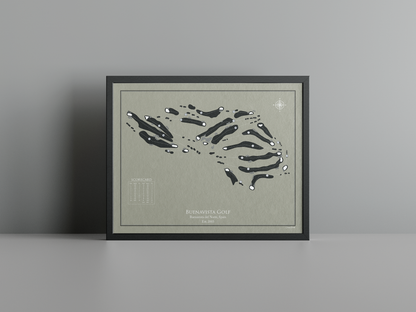Buenavista Golf golf course print, brown frame