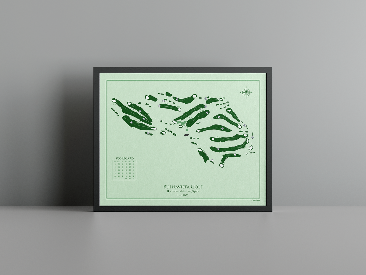 Buenavista Golf golf course print, green frame