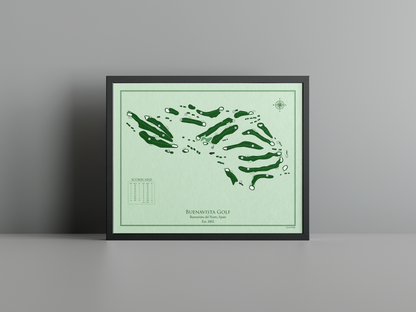 Buenavista Golf golf course print, green frame