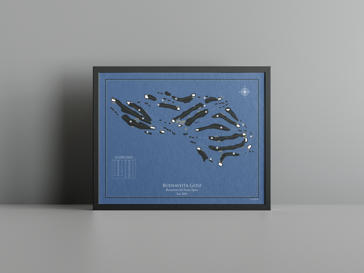 Buenavista Golf golf course print, navy frame