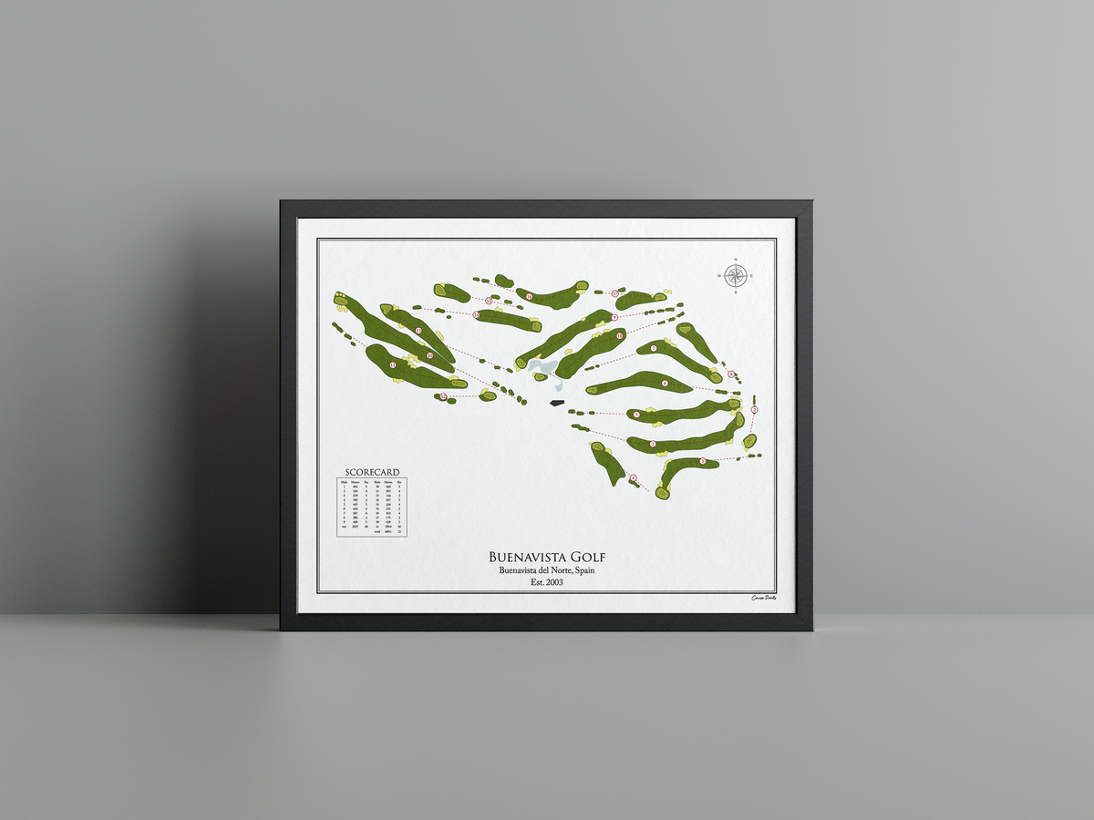 Buenavista Golf golf course print, white frame