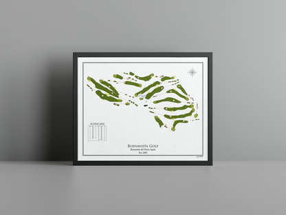 Buenavista Golf golf course print, white frame