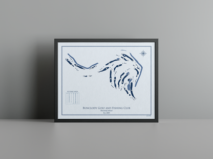 Bunclody Golf and Fishing Club golf course print, blue frame