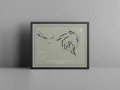 Bunclody Golf and Fishing Club golf course print, brown frame