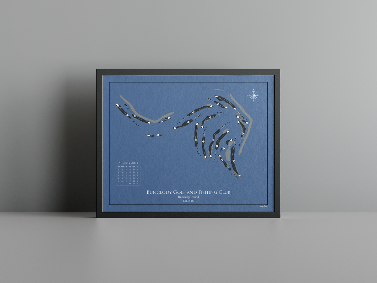 Bunclody Golf and Fishing Club golf course print, navy frame