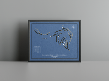 Bunclody Golf and Fishing Club golf course print, navy frame