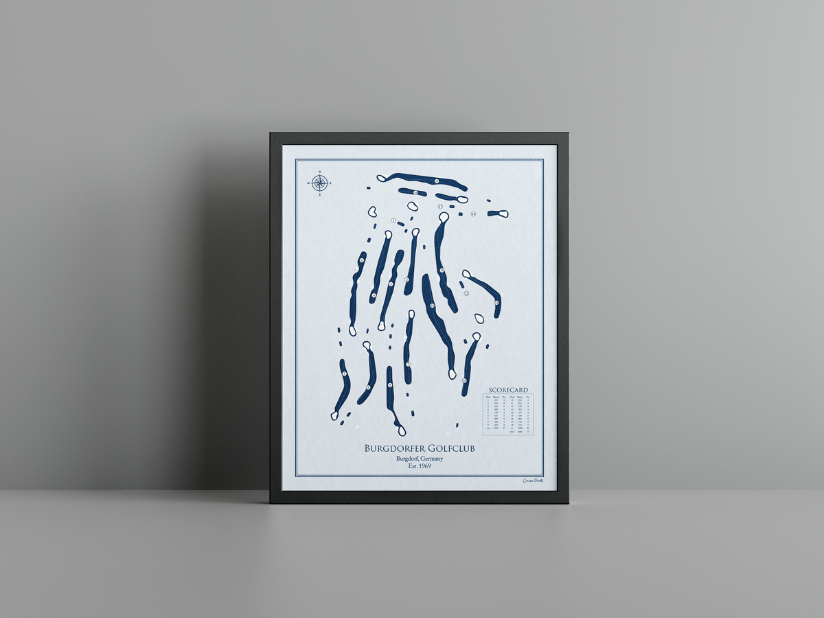 Burgdorfer Golfclub golf course print, blue frame