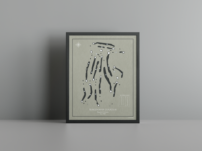 Burgdorfer Golfclub golf course print, brown frame