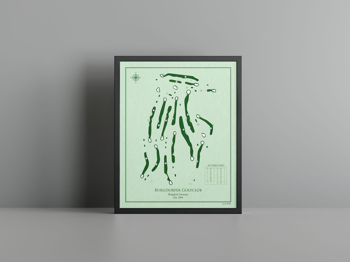 Burgdorfer Golfclub golf course print, green frame