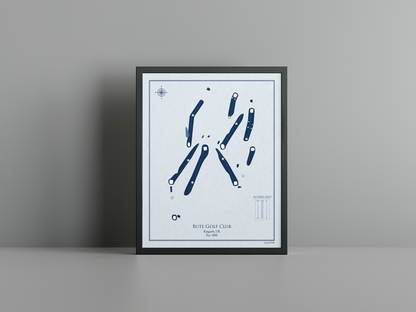 Bute Golf Club golf course print, blue frame