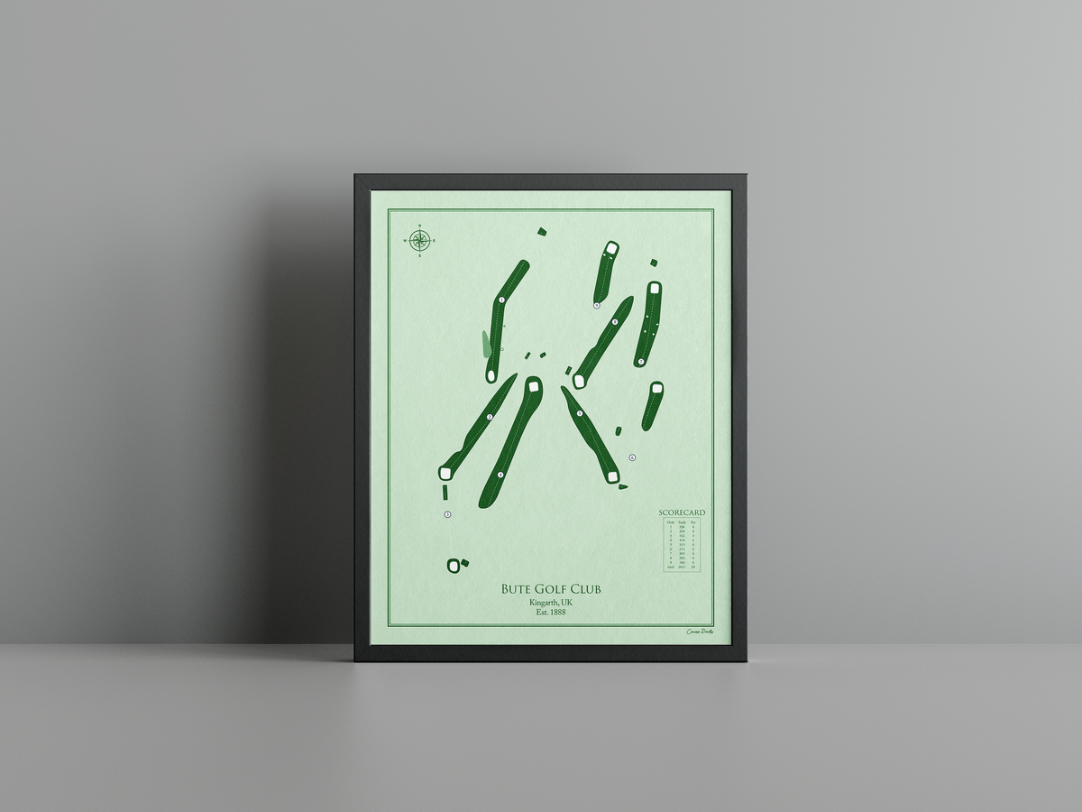 Bute Golf Club golf course print, green frame