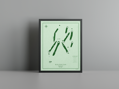 Bute Golf Club golf course print, green frame