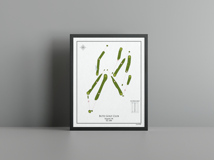 Bute Golf Club golf course print, white frame