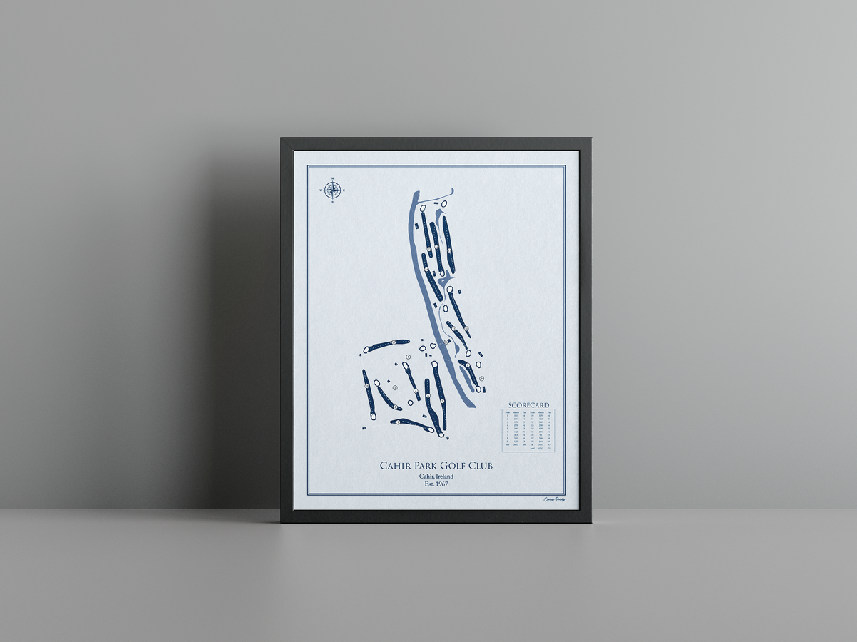 Cahir Park Golf Club golf course print, blue frame