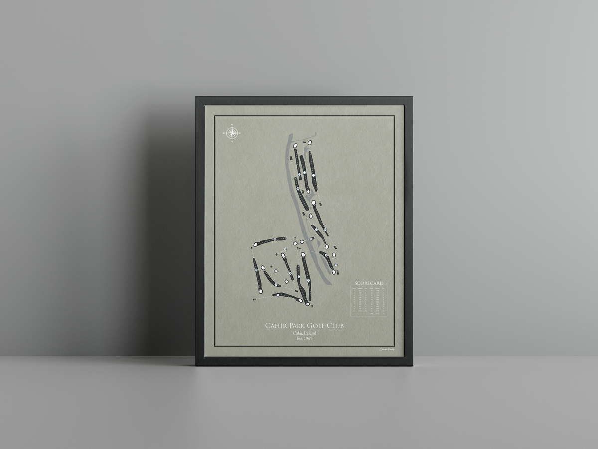 Cahir Park Golf Club golf course print, brown frame