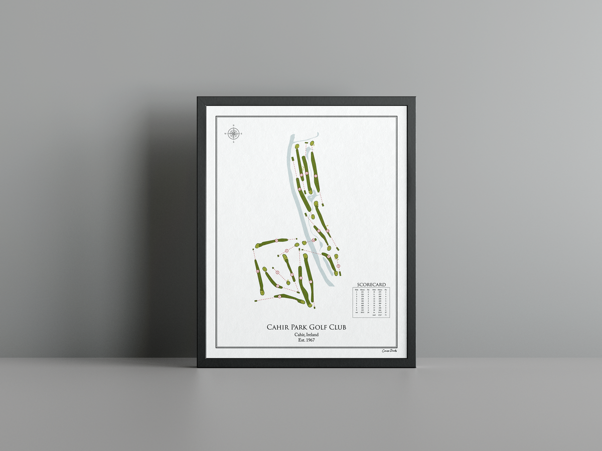 Cahir Park Golf Club golf course print, white frame