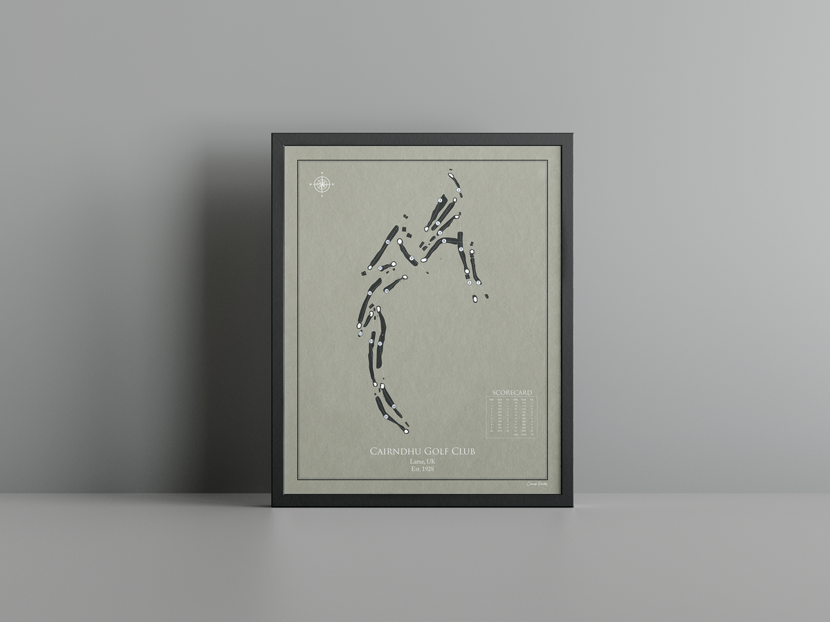 Cairndhu Golf Club golf course print, brown frame