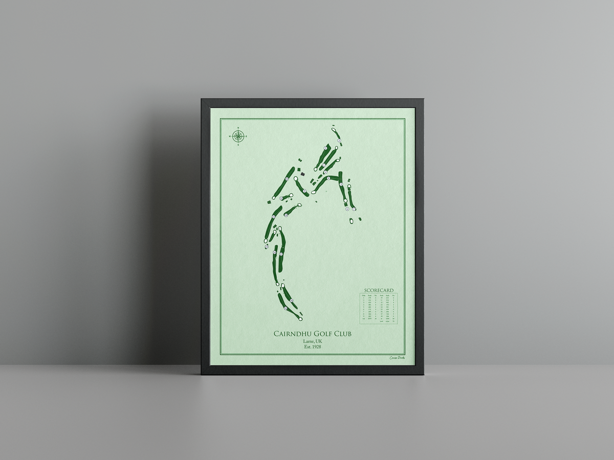 Cairndhu Golf Club golf course print, green frame
