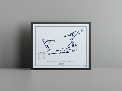 Carnoustie Championship Course golf course print, blue frame