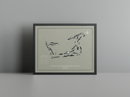 Carnoustie Championship Course golf course print, brown frame