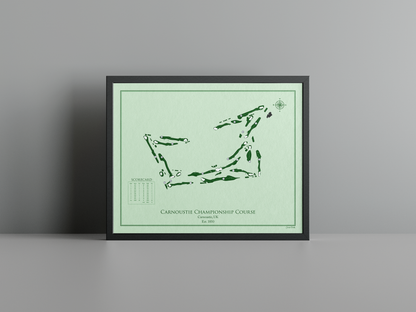 Carnoustie Championship Course golf course print, green frame