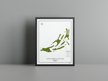 Castell Heights Golf Club golf course print, white frame