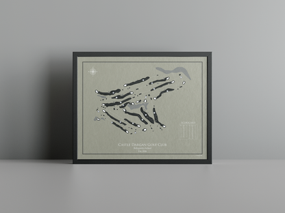 Castle Dargan Golf Club golf course print, brown frame