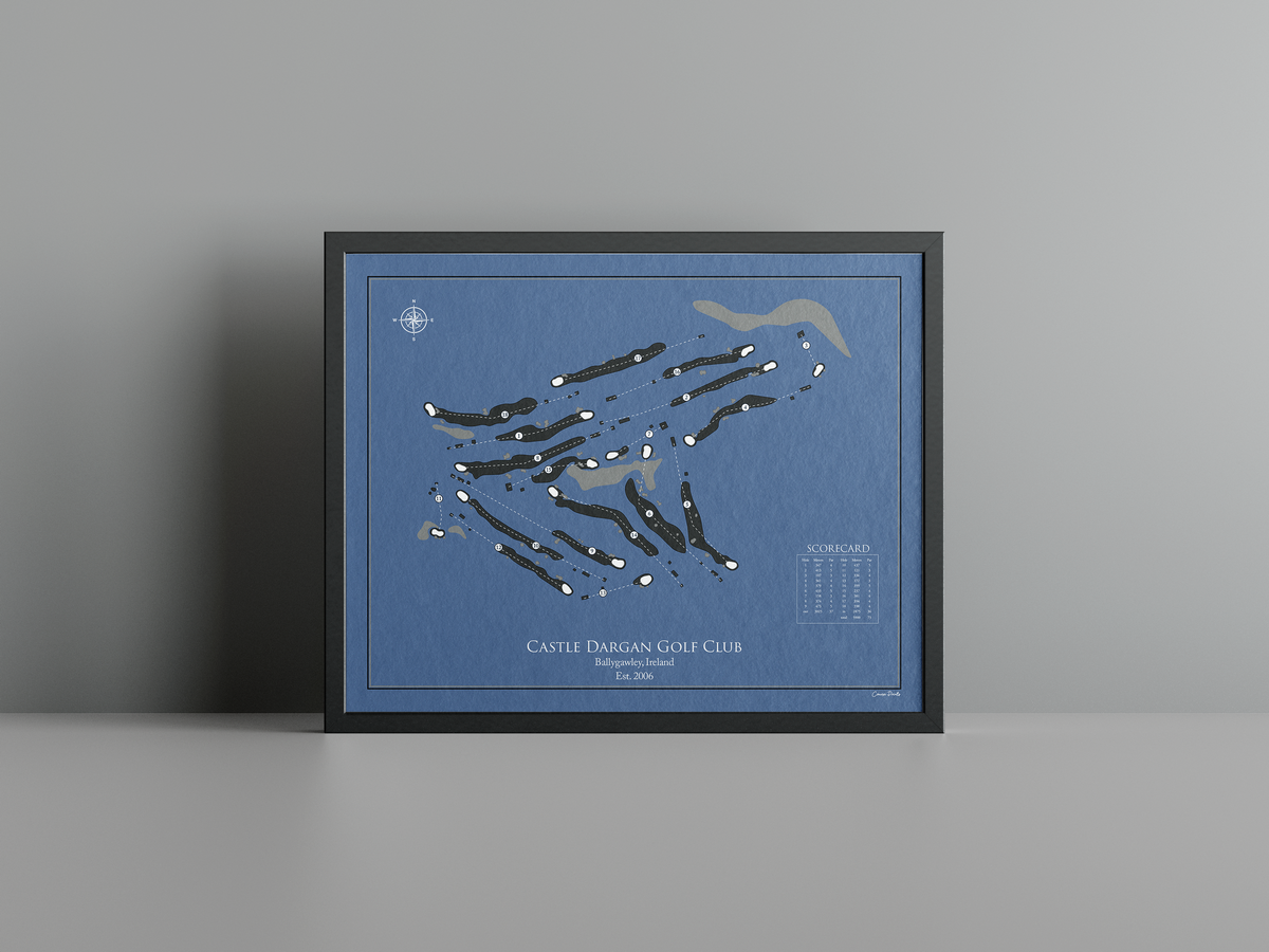 Castle Dargan Golf Club golf course print, navy frame