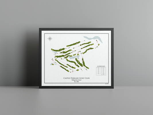 Castle Dargan Golf Club golf course print, white frame