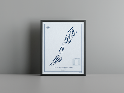 Castle Stuart Golf Links golf course print, blue frame