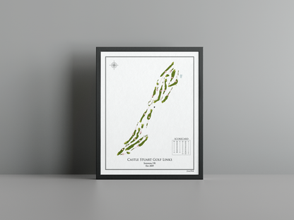 Castle Stuart Golf Links golf course print, white frame