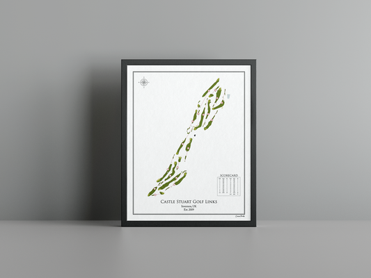 Castle Stuart Golf Links golf course print, white frame