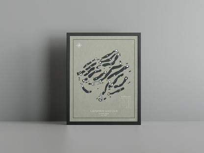 Castletroy Golf Club golf course print, brown frame
