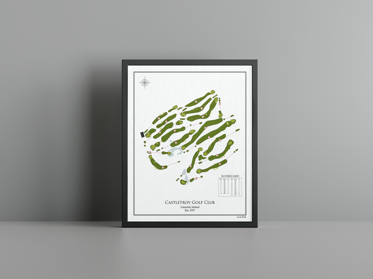 Castletroy Golf Club golf course print, white frame