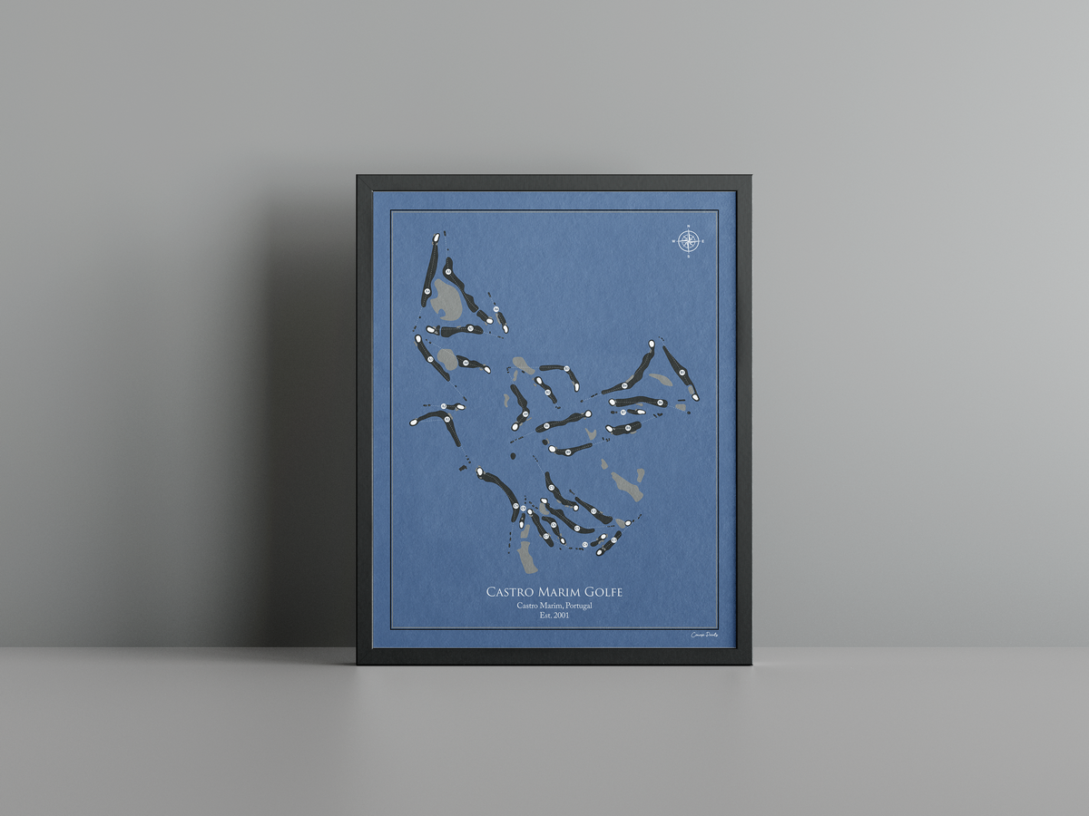 Castro Marim Golfe golf course print, navy frame