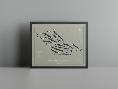 Cathcart Castle Golf Club golf course print, brown frame