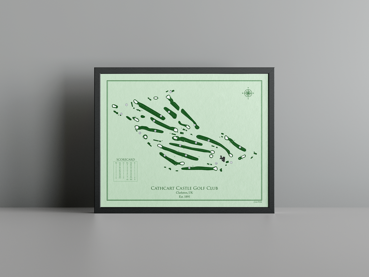 Cathcart Castle Golf Club golf course print, green frame